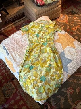 Women’s Floral Midi Dress in Yellow and Teal